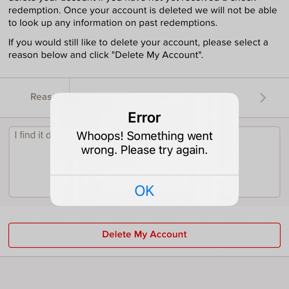 Posh will not let me delete my account!